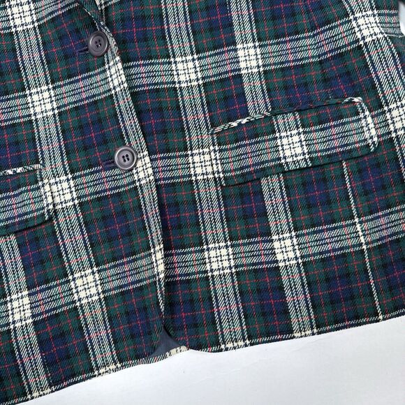 Pendleton Blazer Jacket Womens Size 12 Green Red Plaid Holidays Christmas Wool - Picture 4 of 10